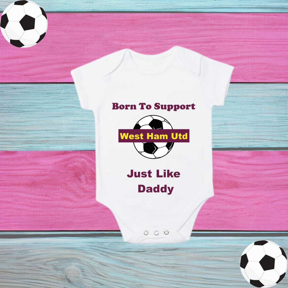 Customised Born To Support Football Baby Vest / Baby Grow Any Football Club