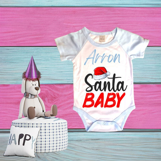Personalised Sublimation Christmas Santa Baby Body Suit, Baby Grow, Free P+P