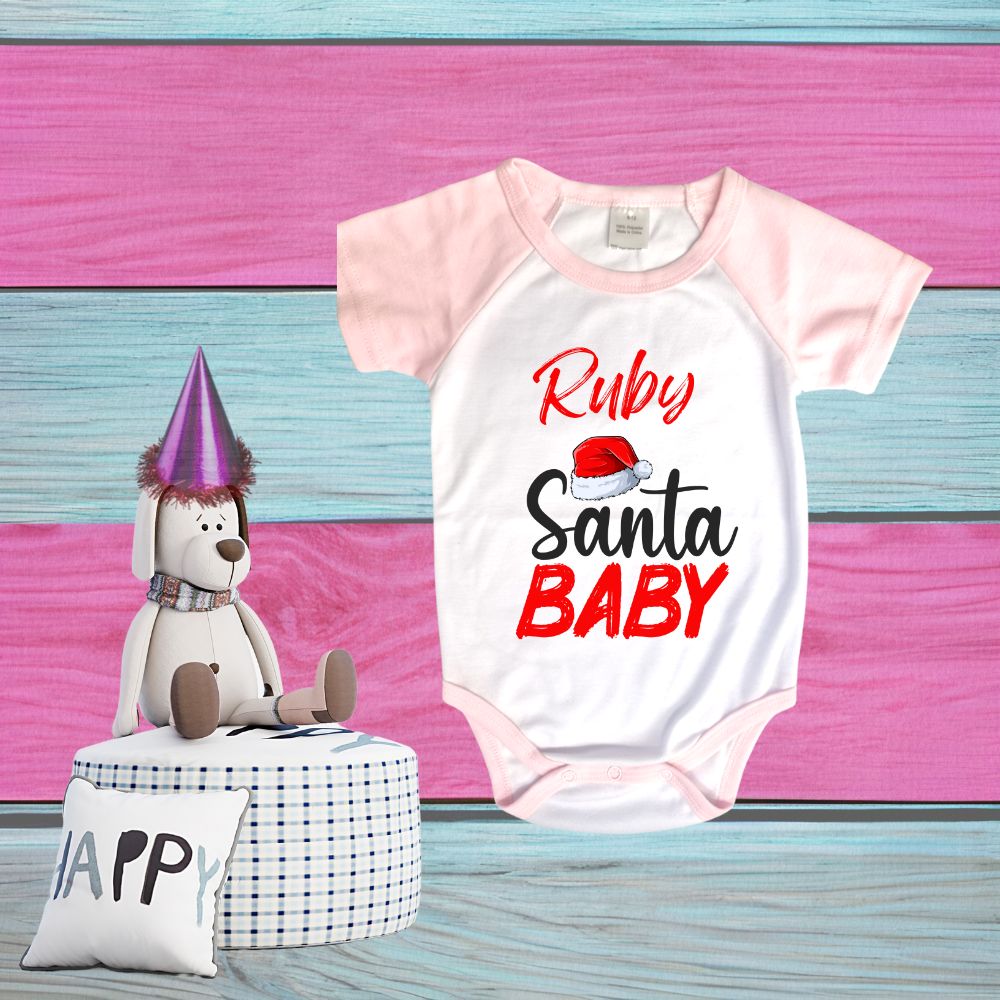 Personalised Sublimation Christmas Santa Baby Body Suit, Baby Grow, Free P+P