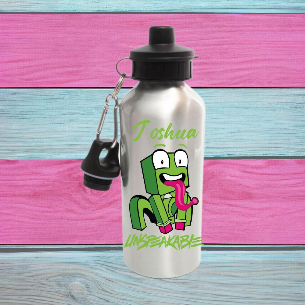 Unspeakable Style Aluminium Water Bottle With Any Name, Available In White Or Silver