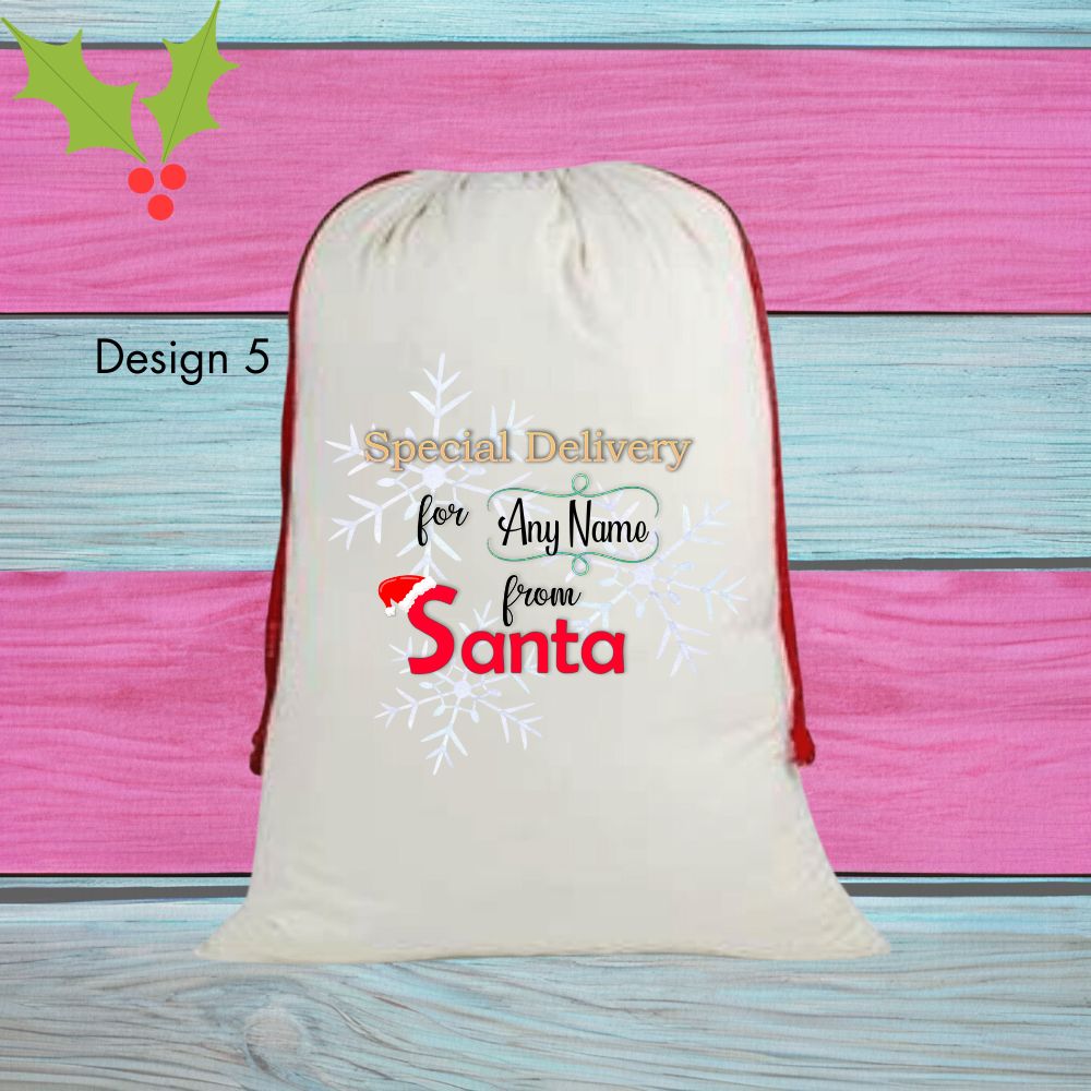 Quality Personalised Santa Sacks, Various Designs, Free P+P