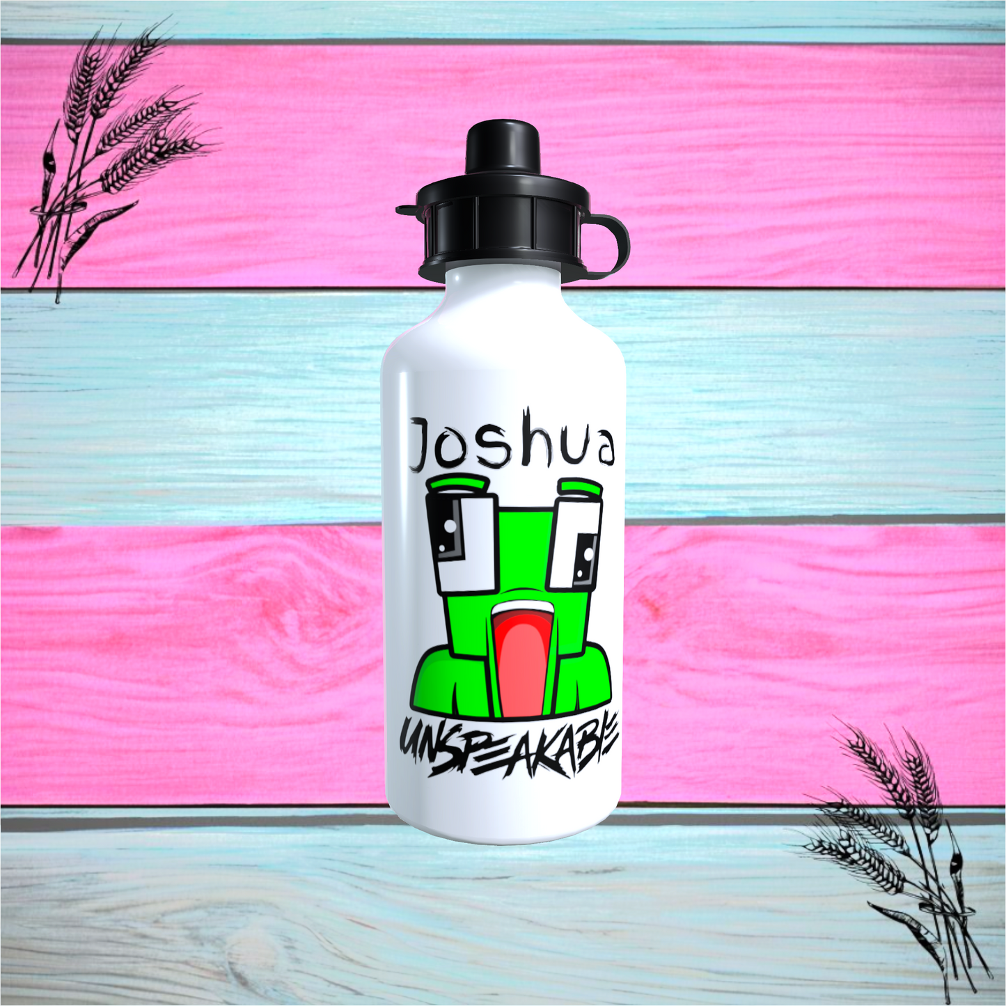 Unspeakable Style 1 Aluminium Water Bottle With Any Name, Available In White Or Silver