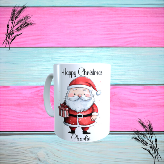 Personalised Happy Christmas Mug, Great quality, Any name  Free P+P