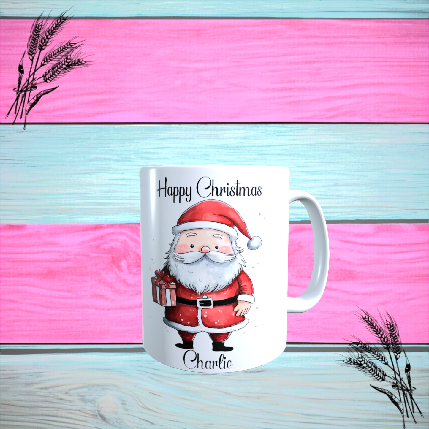 Personalised Happy Christmas Mug, Great quality, Any name  Free P+P