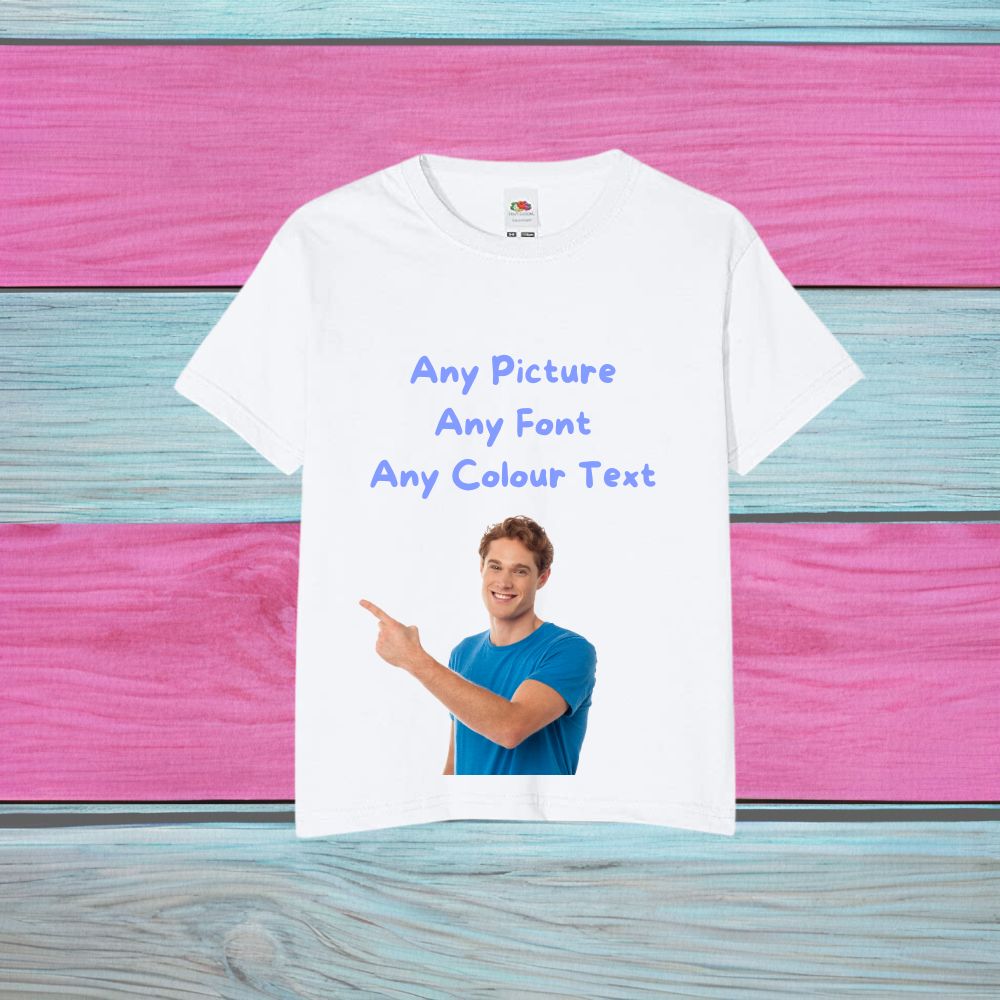any text any image kids t shirt