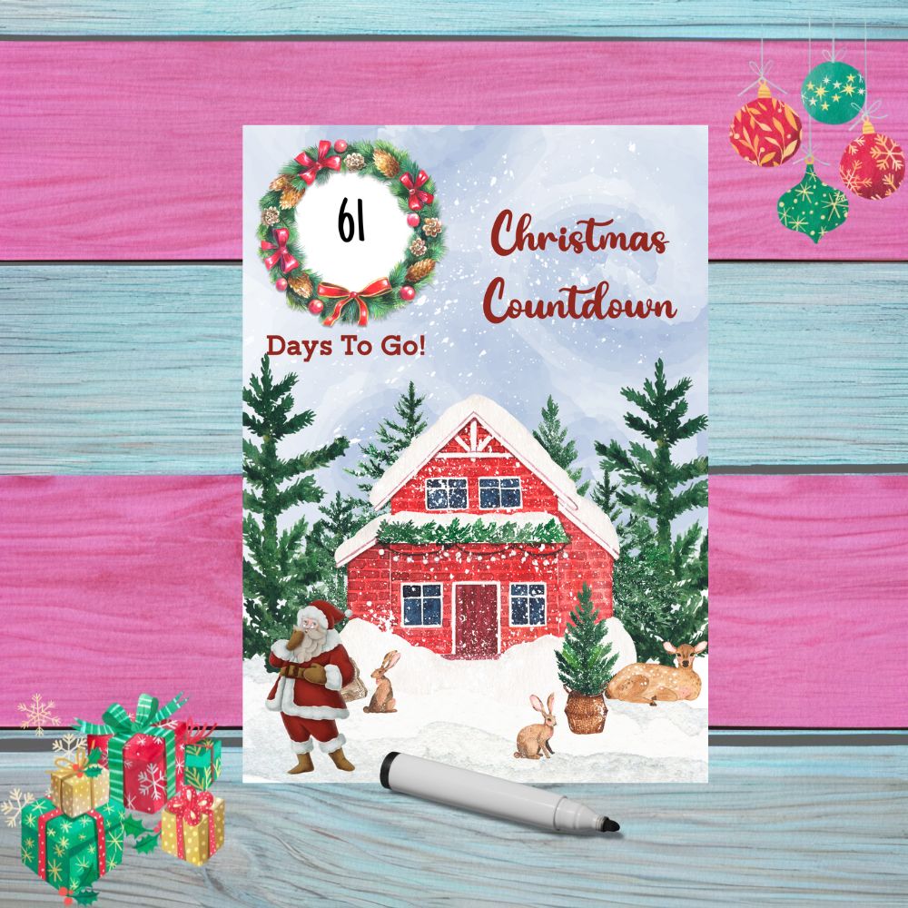 Personalised Christmas Countdown Wall Plaques With Free Dry Wipe Pen & Free P+P