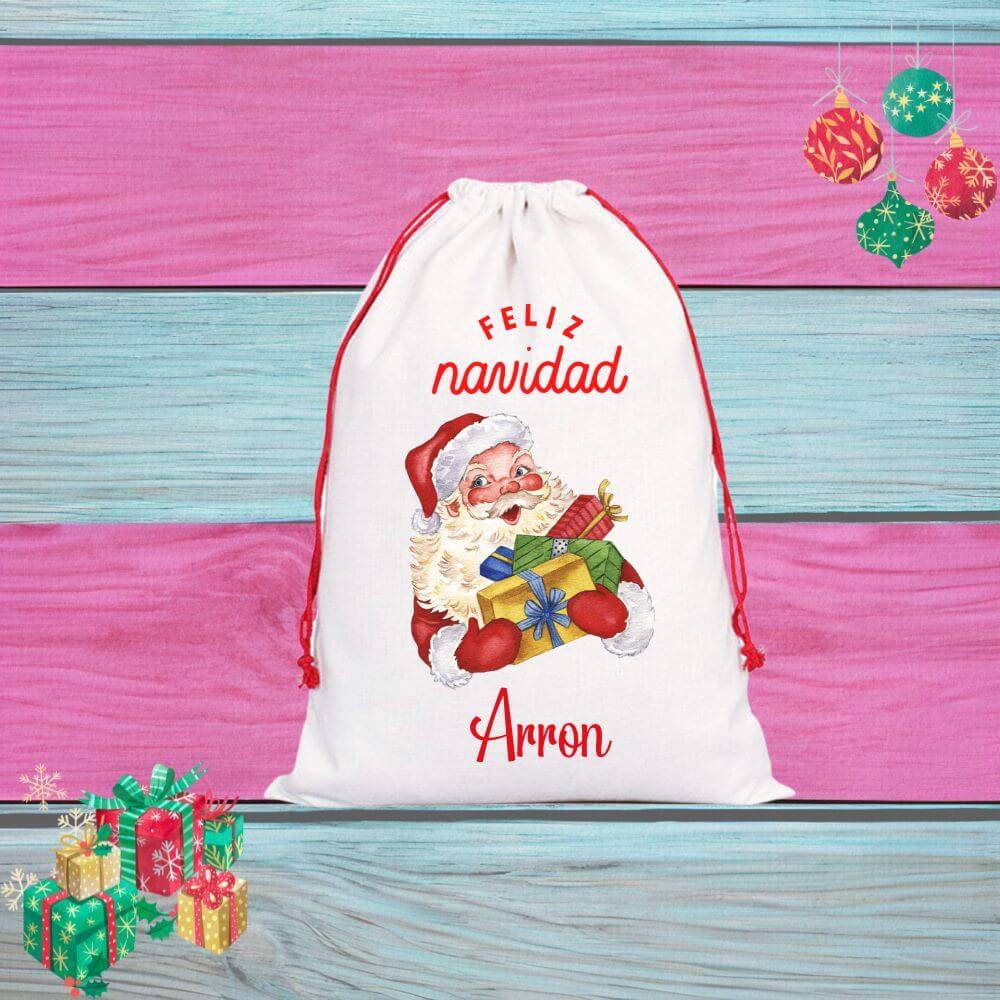 Personalised Printed Feliz Navidad Santa Sack