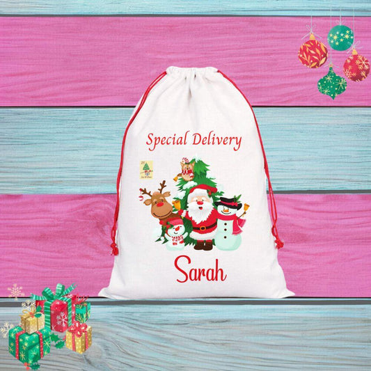 Personalised Printed Santa Group Christmas Sack, Best Quality, Free P+P