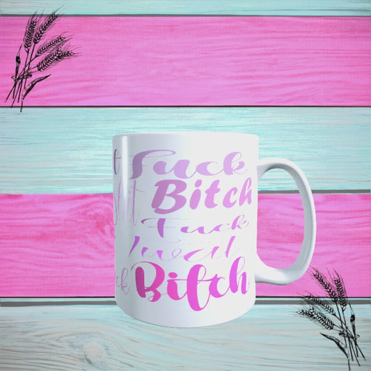 Novelty Adult Pink Swear Mug Gift, Novelty Rude Mug.