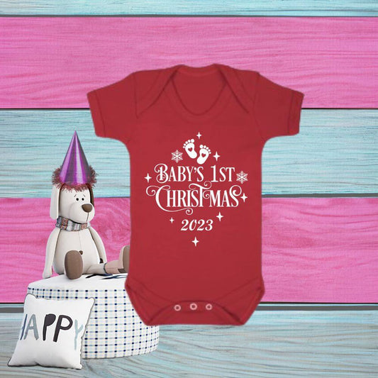Baby's first Christmas personalised baby groe