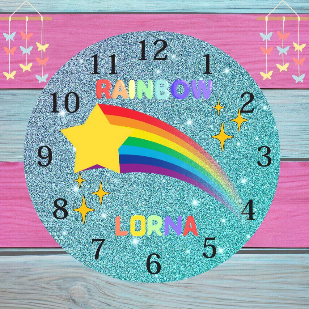 handmade rainbow kids clock