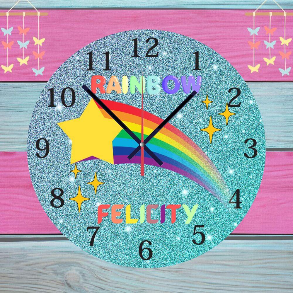 handmade rainbow kids clock