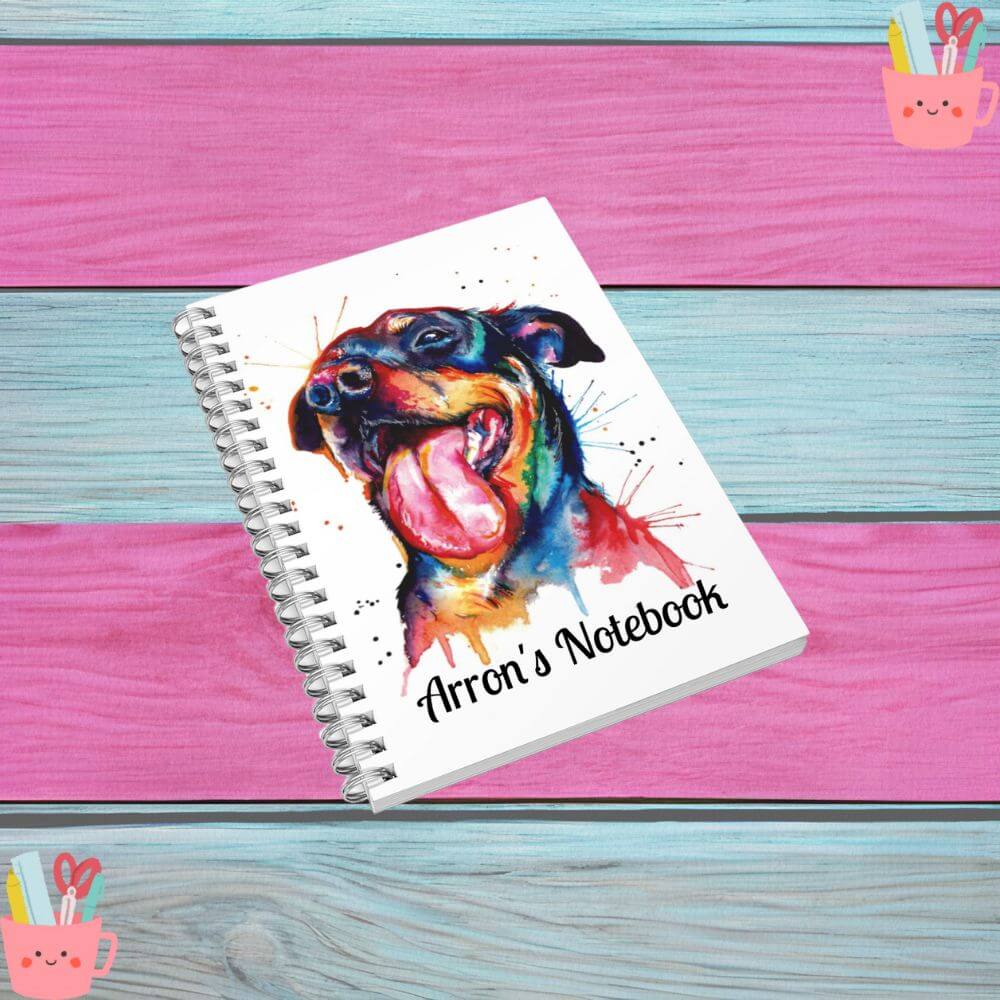 Personalised A5 Notebooks With Stunning Rainbow Dog, Any Name