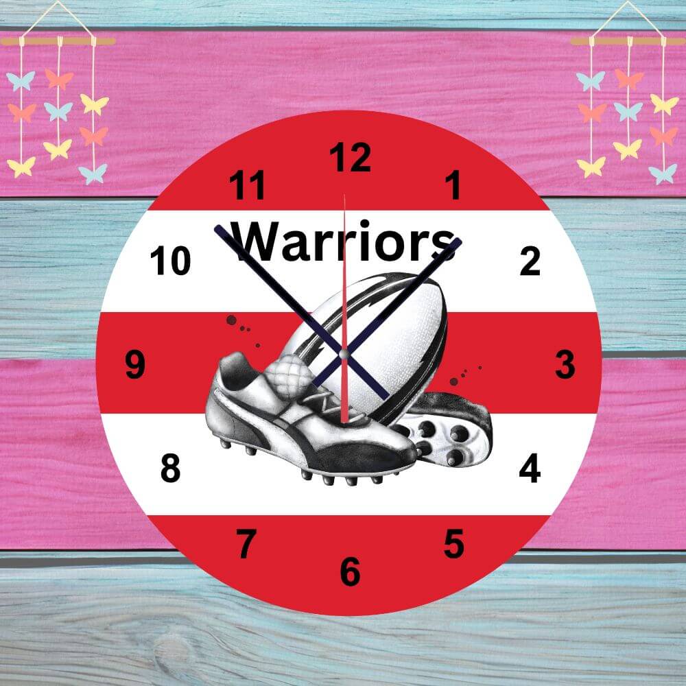 Personalised Rugby Themed Wall Clock