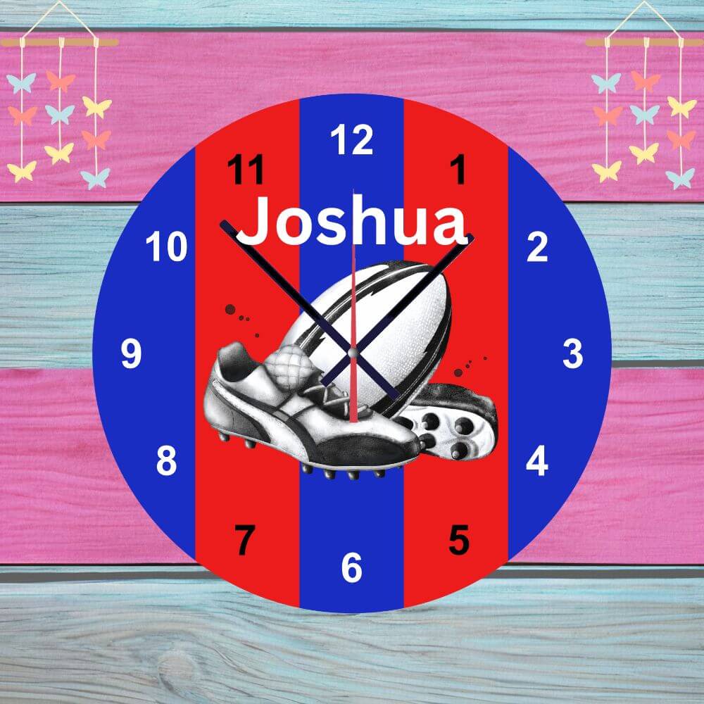 Personalised Rugby Themed Wall Clock